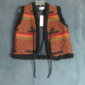 Vintage Anage Vest Womens Medium Wool Fur Lined Southwestern Aztec Hipster 90s